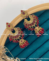 Meher Royal Chandbali Jhumka Earrings | ZAROSH JEWEL Ruby Red